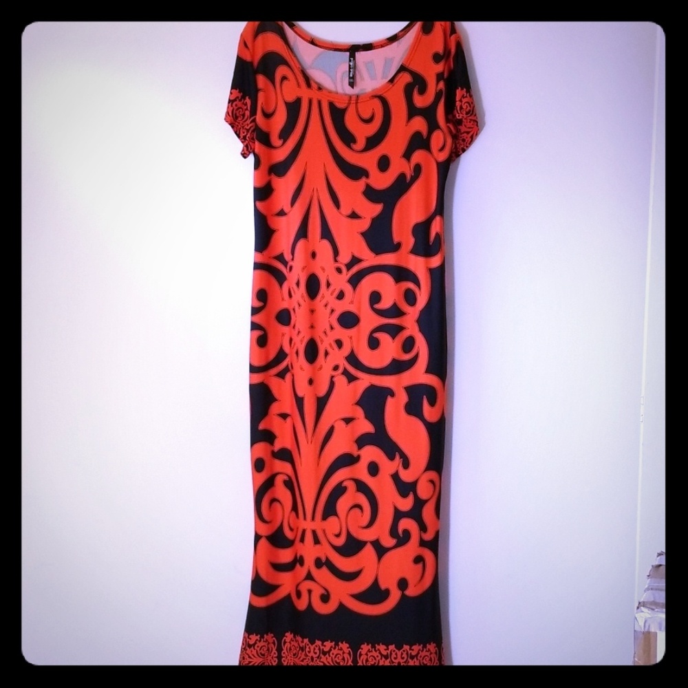 Orangish Red Maxi Dress